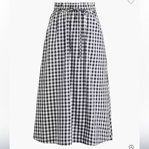 J. Crew Factory Navy and White Gingham A-Line Skirt